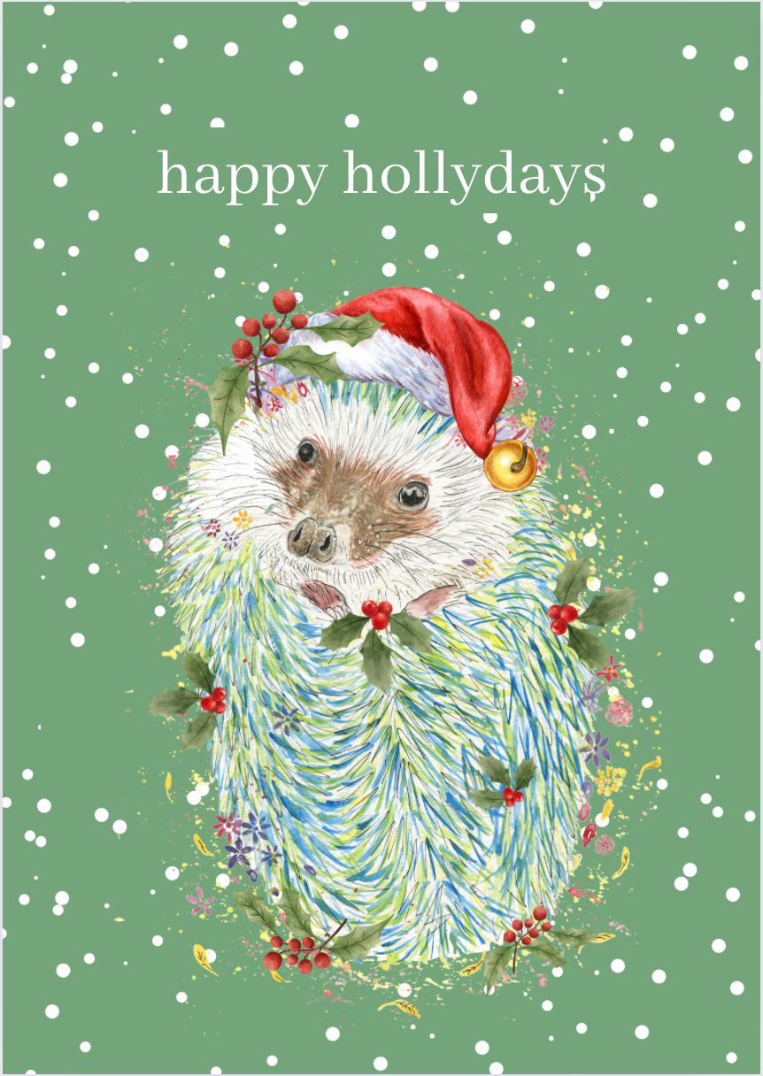 Christmas Hedgehog | Eco Friendly Art Card