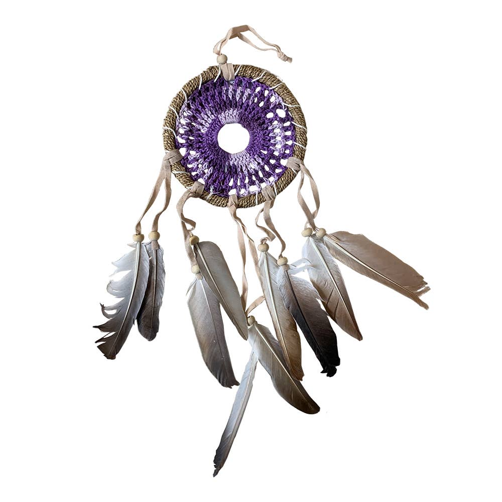 Crochet Dream Catcher, 12cm Ring: Blue & Purple