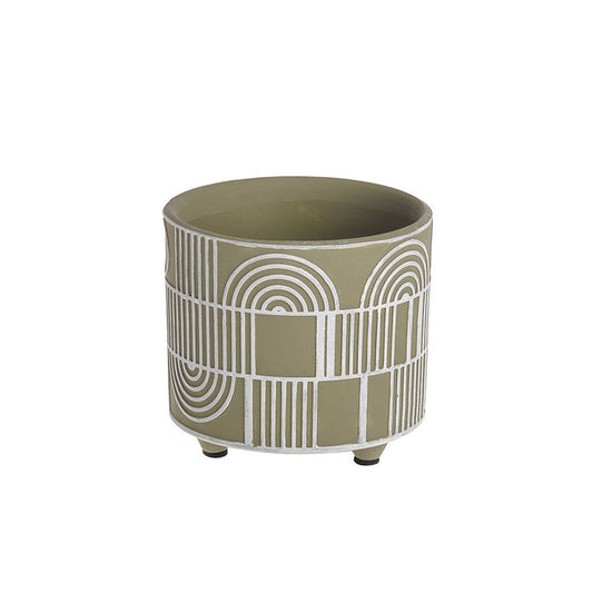 Sage Geometric Plant Pot